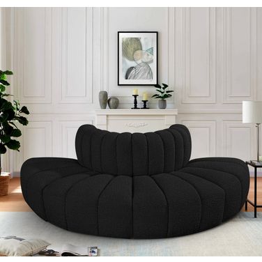 Arc Boucle Fabric 4 Piece Modular Sofa In Black