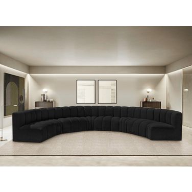 Arc Boucle Fabric 8 Piece Modular Sofa In Black