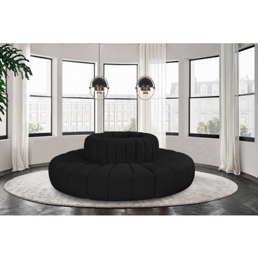 Arc Boucle Fabric 8 Piece Modular Sofa In Black