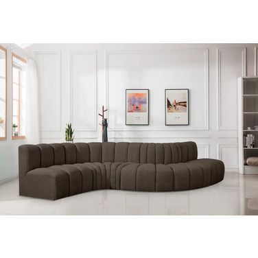 Arc Boucle Fabric 6 Piece Modular Sofa In Brown