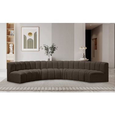 Arc Boucle Fabric 6 Piece Modular Sofa In Brown