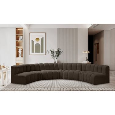 Arc Boucle Fabric 7 Piece Modular Sofa In Brown