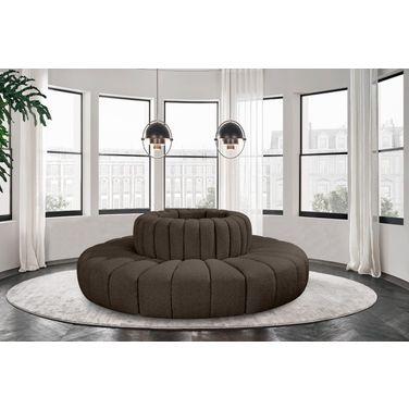 Arc Boucle Fabric 8 Piece Modular Sofa In Brown