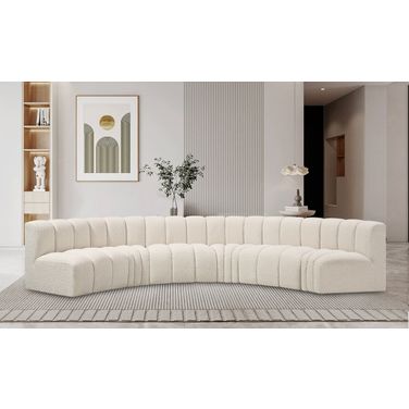 Arc Boucle Fabric 6 Piece Modular Sofa In Cream