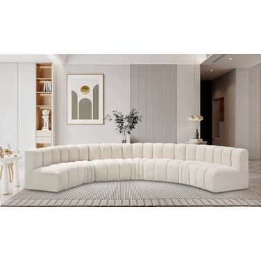 Arc Boucle Fabric 7 Piece Modular Sofa In Cream