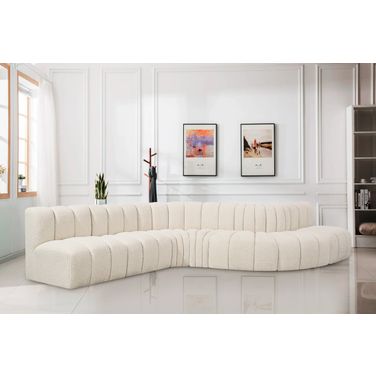 Arc Boucle Fabric 7 Piece Modular Sofa In Cream