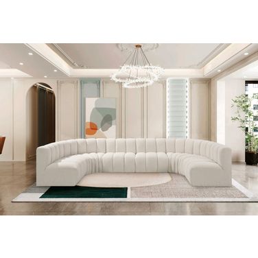 Arc Boucle Fabric 8 Piece Modular Sofa In Cream