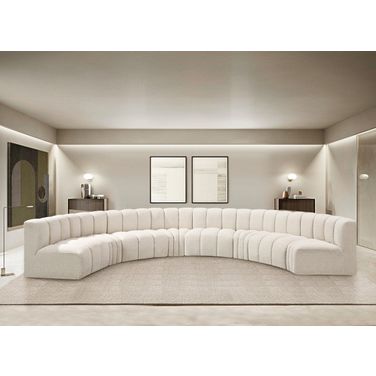 Arc Boucle Fabric 8 Piece Modular Sofa In Cream