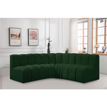 Arc Boucle Fabric 4 Piece Modular Sofa In Green