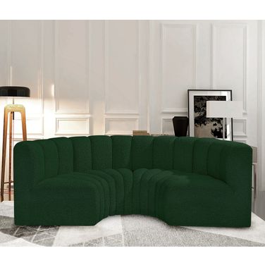 Arc Boucle Fabric 4 Piece Modular Sofa In Green