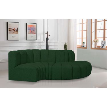 Arc Boucle Fabric 4 Piece Modular Sofa In Green