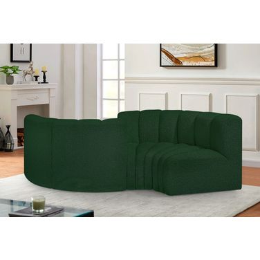 Arc Boucle Fabric 4 Piece Modular Sofa In Green