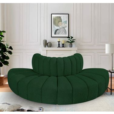 Arc Boucle Fabric 4 Piece Modular Sofa In Green