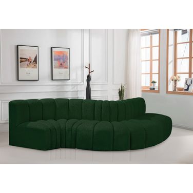 Arc Boucle Fabric 5 Piece Modular Sofa In Green