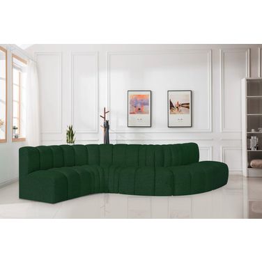 Arc Boucle Fabric 6 Piece Modular Sofa In Green