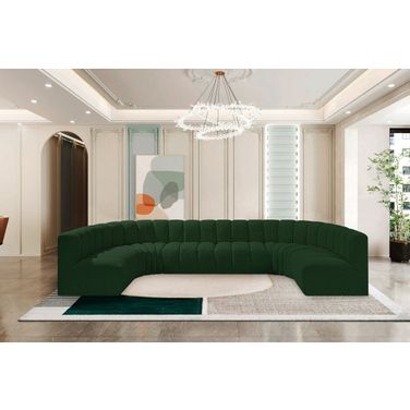 Arc Boucle Fabric 8 Piece Modular Sofa In Green
