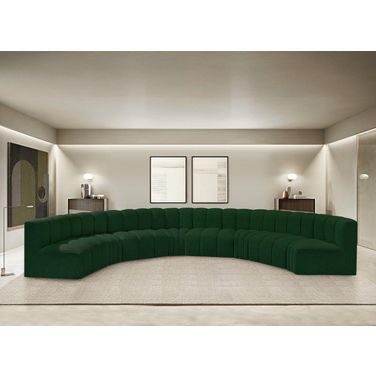 Arc Boucle Fabric 8 Piece Modular Sofa In Green