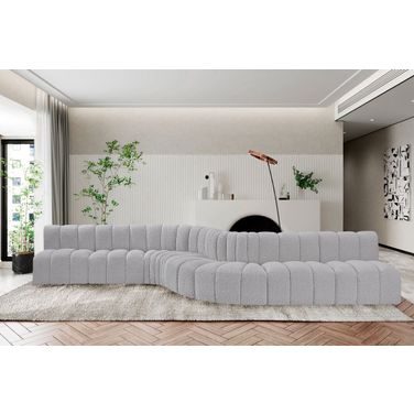 Arc Boucle Fabric 8 Piece Modular Sofa In Grey