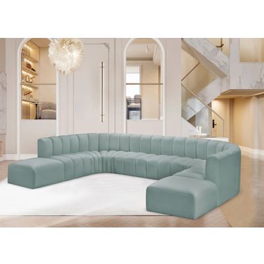 Arc Mint Vegan Leather 10 Piece Modular Sofa In Green