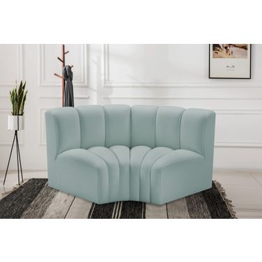 Arc Mint Vegan Leather 2 Piece Modular Sofa In Green