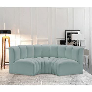 Arc Mint Vegan Leather 3 Piece Modular Sofa In Green