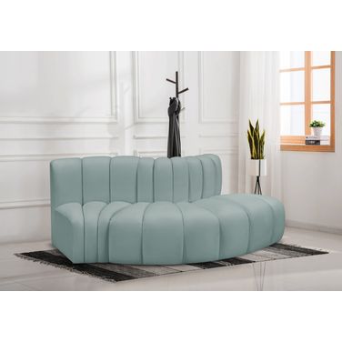 Arc Mint Vegan Leather 3 Piece Modular Sofa In Green