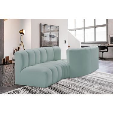 Arc Mint Vegan Leather 4 Piece Modular Sofa In Green