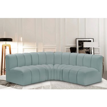 Arc Mint Vegan Leather 4 Piece Modular Sofa In Green