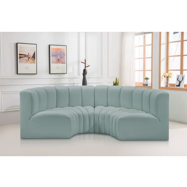Arc Mint Vegan Leather 4 Piece Modular Sofa In Green