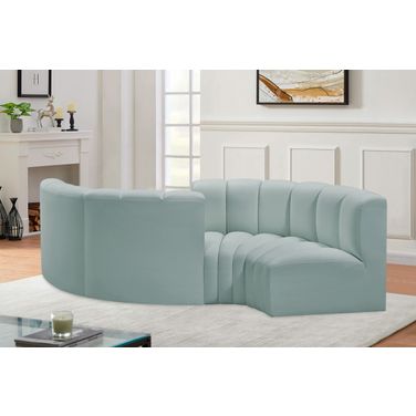 Arc Mint Vegan Leather 4 Piece Modular Sofa In Green