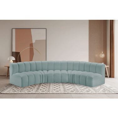 Arc Mint Vegan Leather 5 Piece Modular Sofa In Green