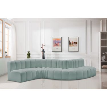 Arc Mint Vegan Leather 6 Piece Modular Sofa In Green