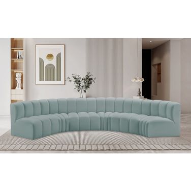 Arc Mint Vegan Leather 6 Piece Modular Sofa In Green