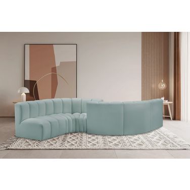 Arc Mint Vegan Leather 6 Piece Modular Sofa In Green