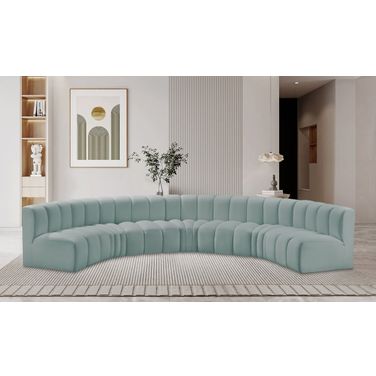 Arc Mint Vegan Leather 7 Piece Modular Sofa In Green