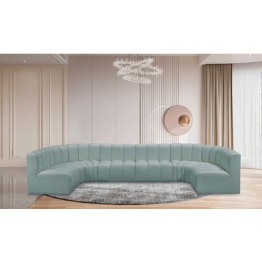 Arc Mint Vegan Leather 8 Piece Modular Sofa In Green