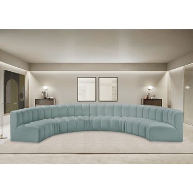 Arc Mint Vegan Leather 8 Piece Modular Sofa In Green