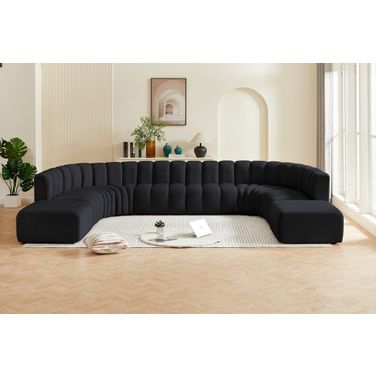 Arc 10 Piece Modular Sofa In Black Velvet