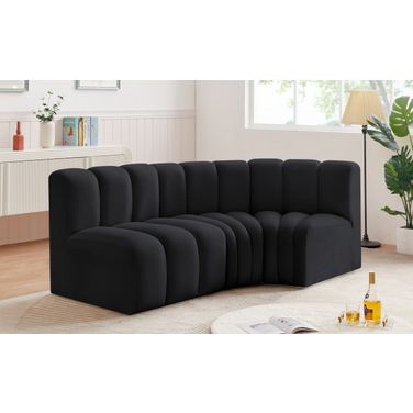 Arc 3 Piece Modular Sofa In Black Velvet