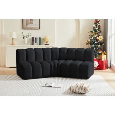 Arc 3 Piece Modular Sofa In Black Velvet