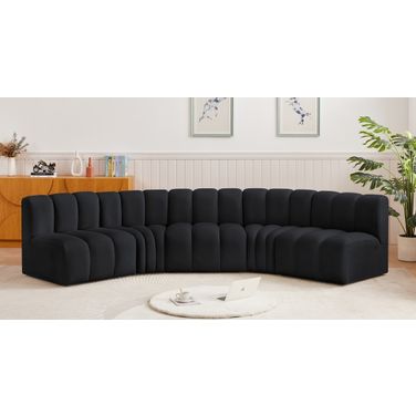 Arc 5 Piece Modular Sofa In Black Velvet