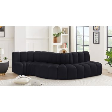 Arc 5 Piece Modular Sofa In Black Velvet
