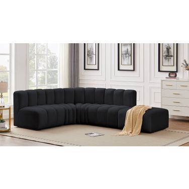 Arc 5 Piece Modular Sofa In Black Velvet