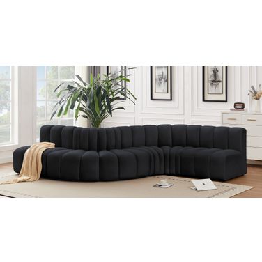 Arc 6 Piece Modular Sofa In Black Velvet