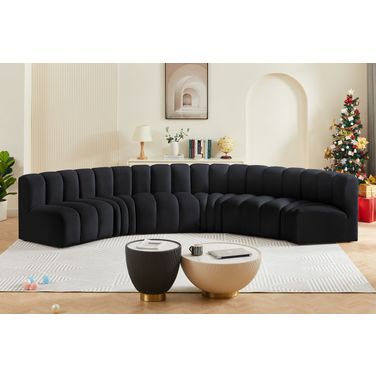 Arc 6 Piece Modular Sofa In Black Velvet