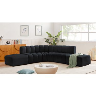 Arc 6 Piece Modular Sofa In Black Velvet