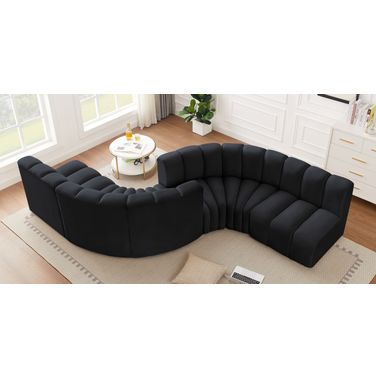 Arc 6 Piece Modular Sofa In Black Velvet