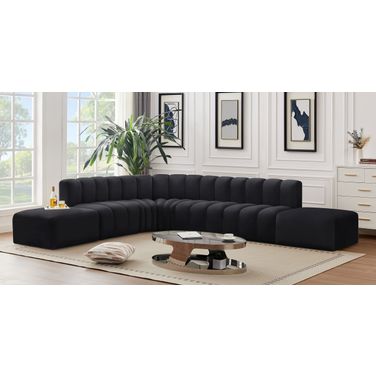 Arc 7 Piece Modular Sofa In Black Velvet