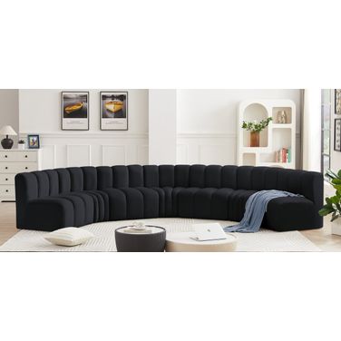 Arc 7 Piece Modular Sofa In Black Velvet