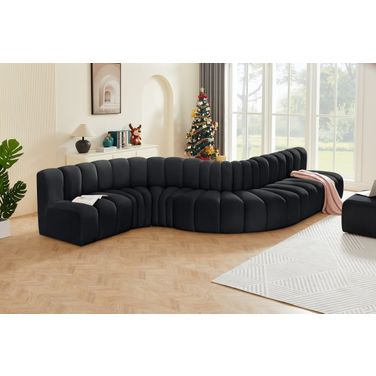 Arc 7 Piece Modular Sofa In Black Velvet